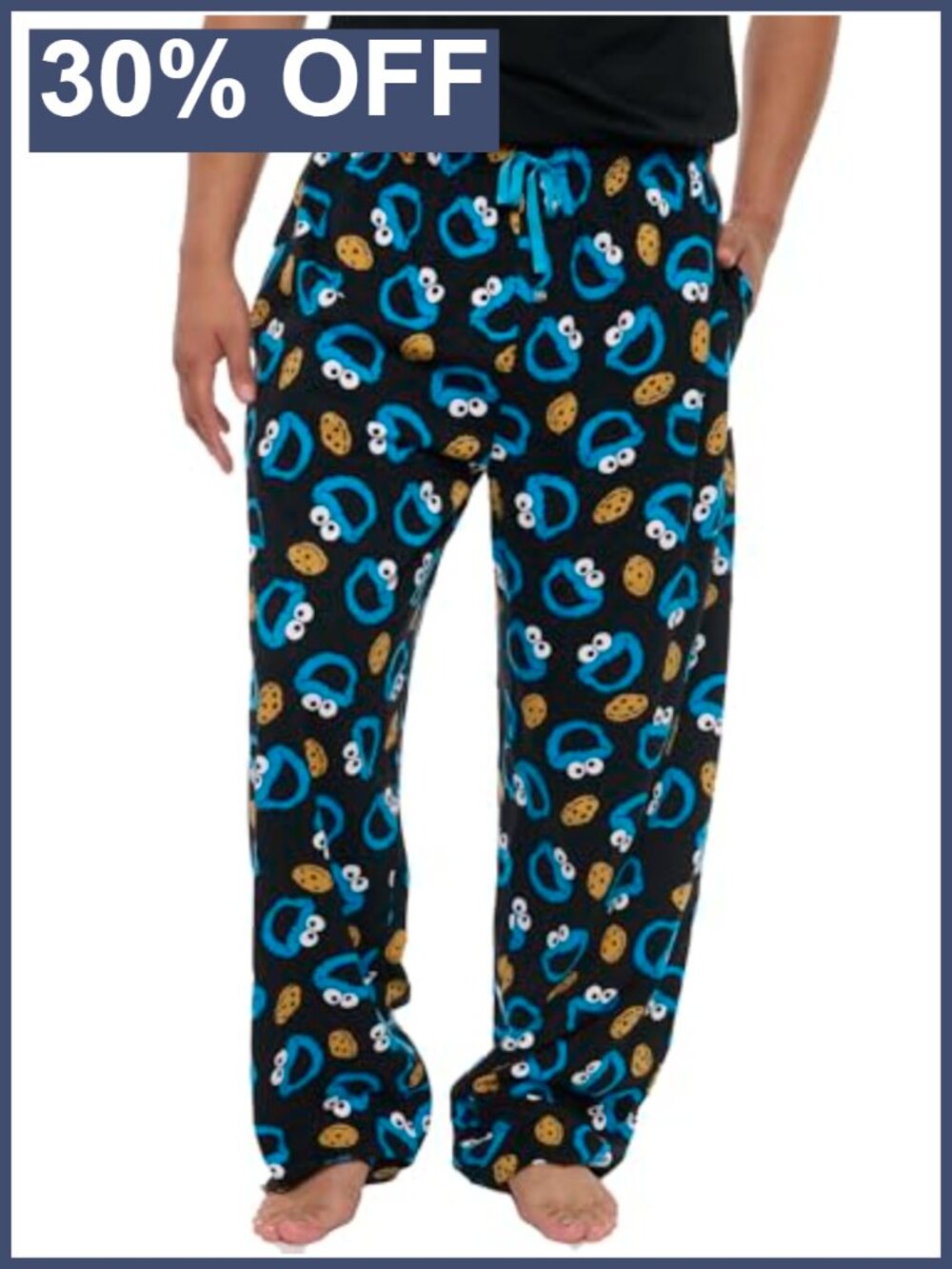 Sesame Street Cookie Monster Men's Lounge Pajama Bottoms 100% Cotton